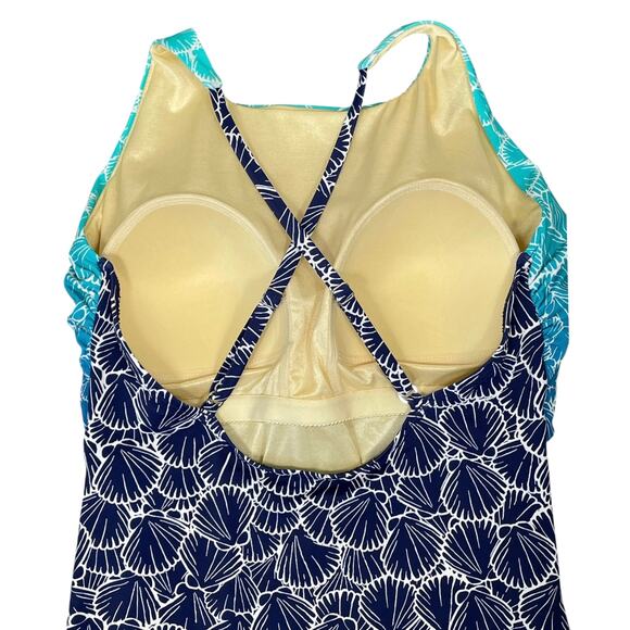 Miraclesuit x Talbots High Neck One Piece Swimsuit Ombré Shells Size 16 Pool NEW - Picture 7 of 13